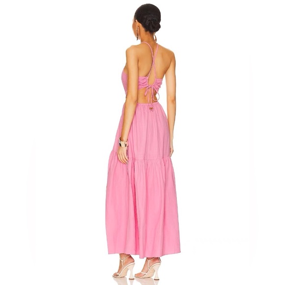Brand new perfect summer pink maxi dress with slit size M - Picture 2 of 2